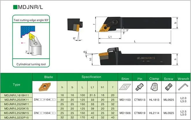 MDJNL1616H11 Linker Drehmeißel (Halter) für Längsdrehen